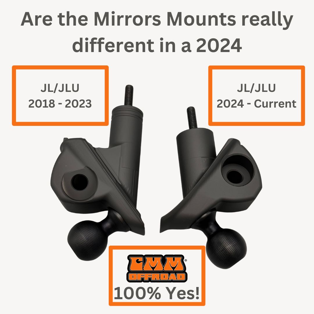 Espejos laterales de pilar A para Jeep CMM Offroad 2024 Gladiator/JT con montaje en base para conductor y pasajero