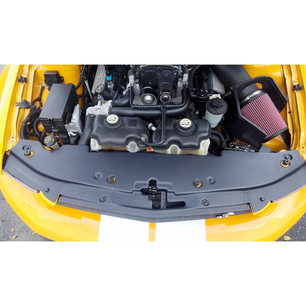 JLT Full Length Radiator Support Cover for 2007-2009 GT500 - S&B installed in the engine compartment of a vehicle.