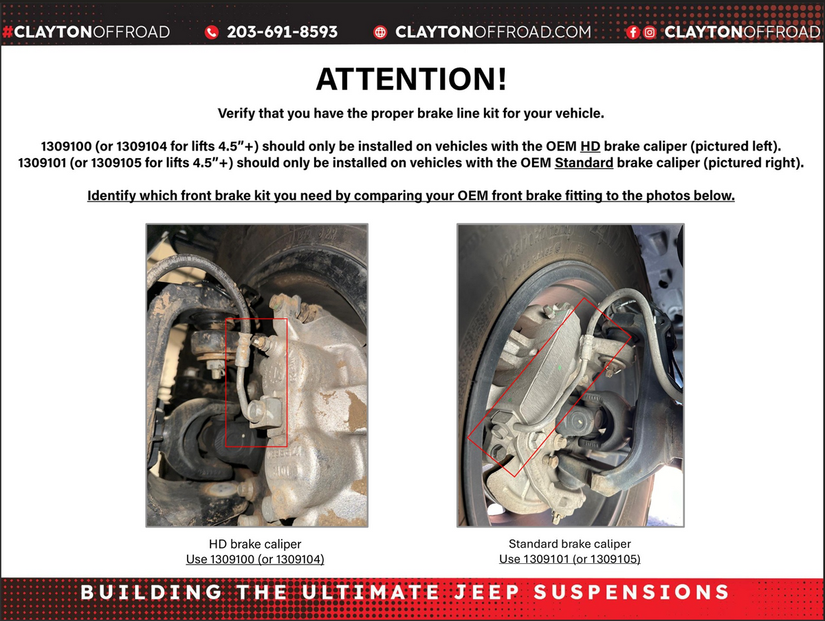Jeep HD Front Brake Lines (2018+, JL/JT)