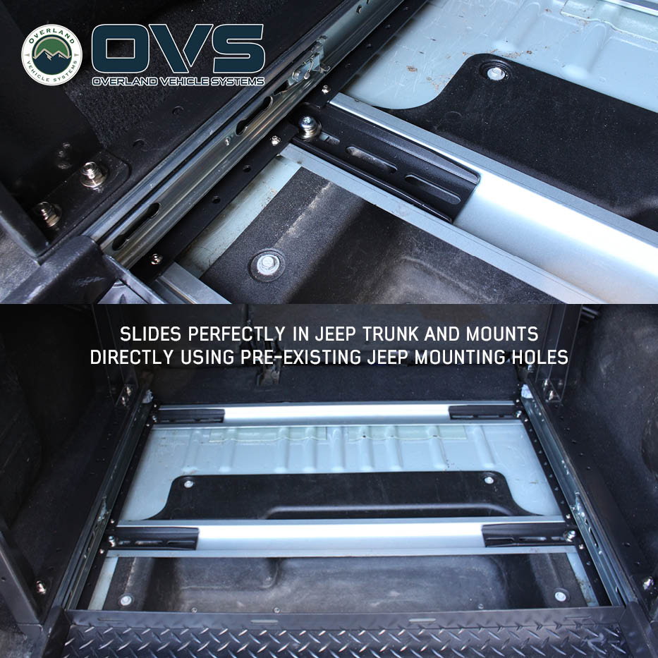 Overland Vehicle Systems cargo storage rack with sliding extension for Jeep Wrangler JL - view 7