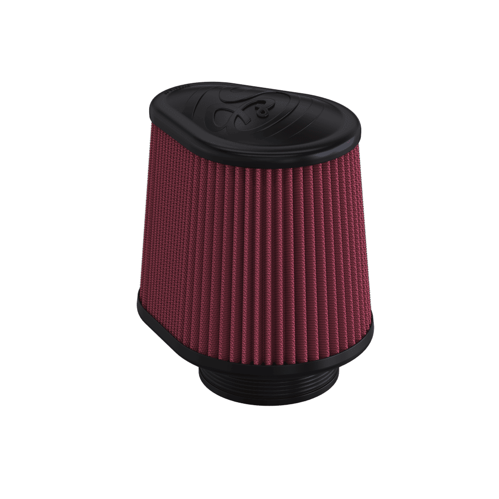 Red S&B Intake Replacement Filter with black top and bottom on a white background