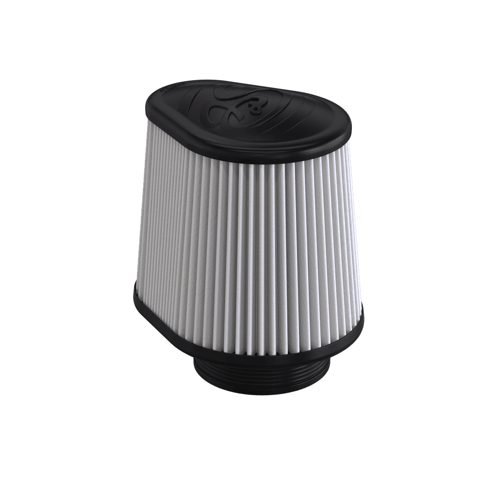 Dry Extendable S&B Intake Replacement Filter with black top and bottom on a white background