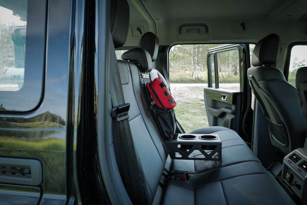 Canyon Adventure Vans rear seat cup holder and MOLLE panel for INEOS Grenadier