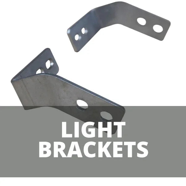 Steel light brackets with mounting holes for off-road vehicle lighting installation