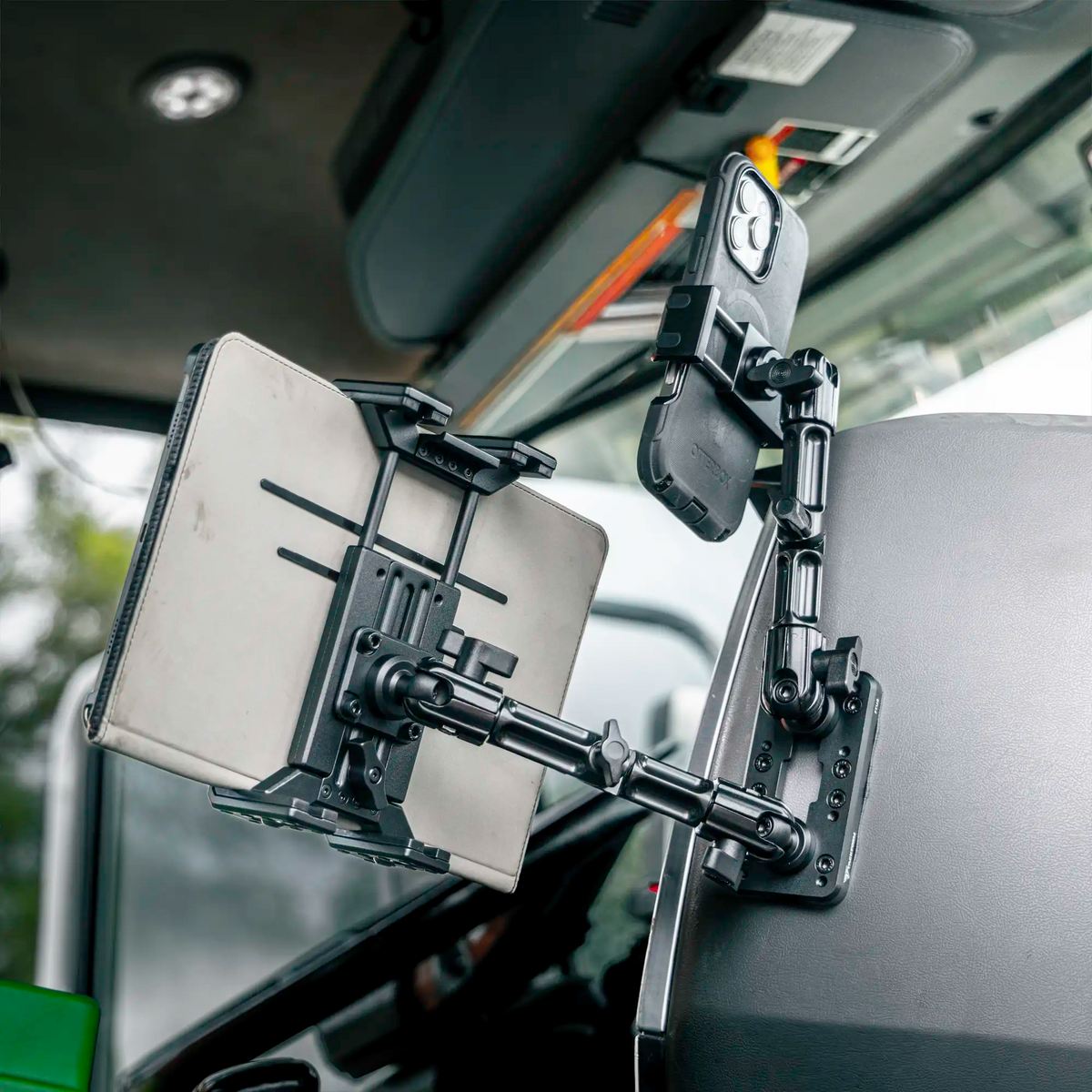 Tackform Fast Track semi truck phone and Garmin mounting kit with 7 inch arms, universal fit