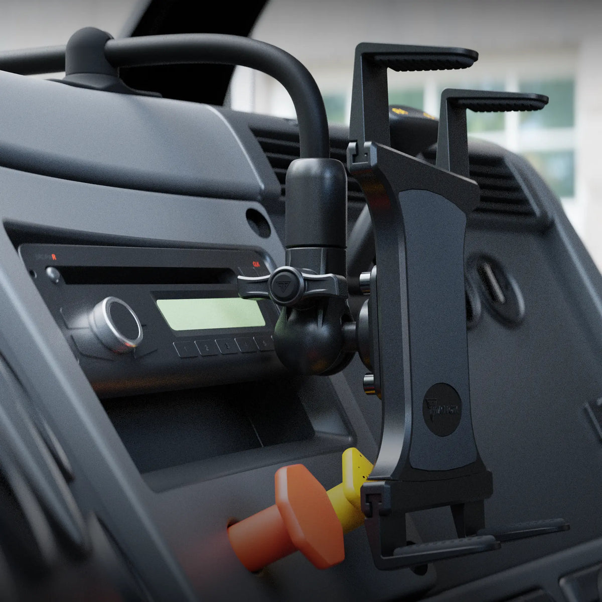 Tackform spring-loaded tablet holder with 26mm metal ball, universal fit