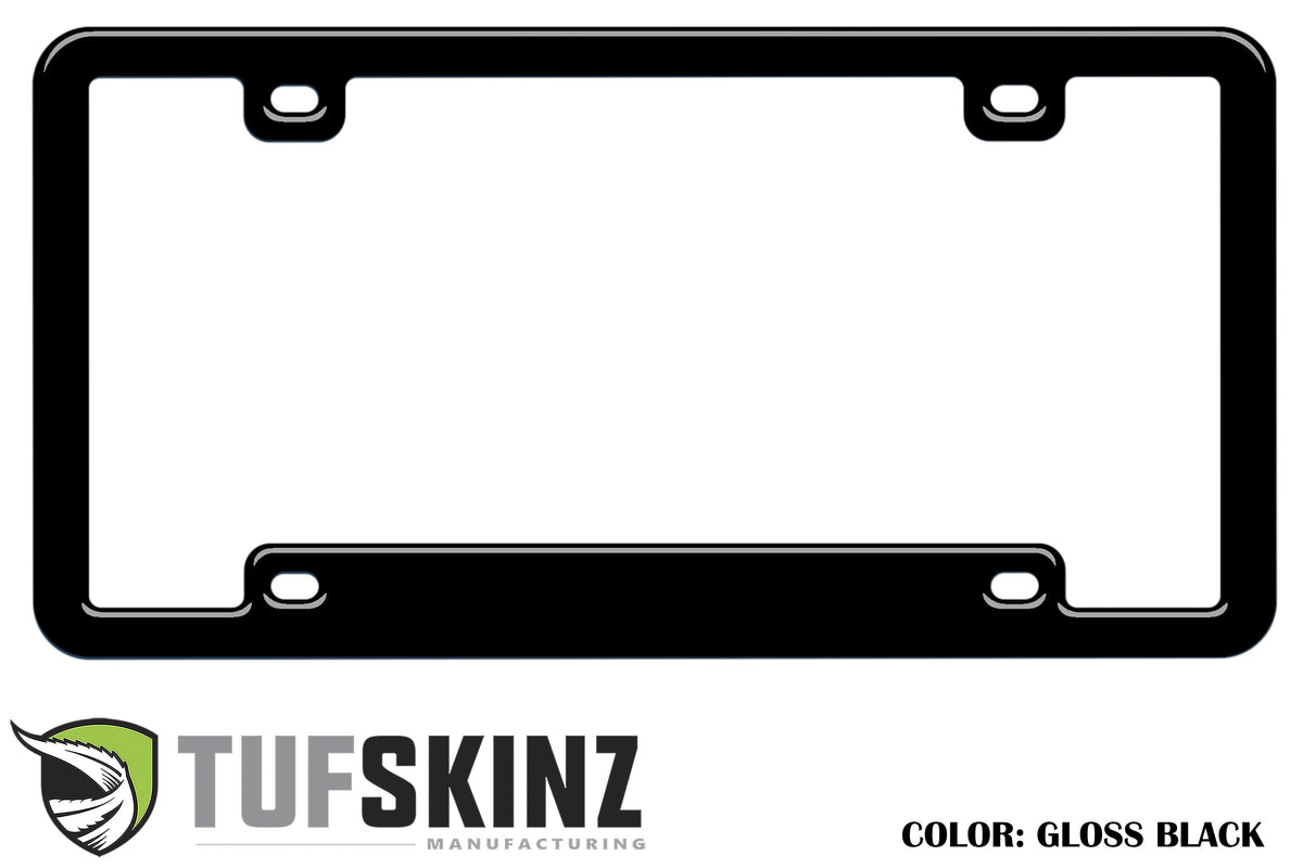 Tufskinz license plate frame with custom text, universal fit