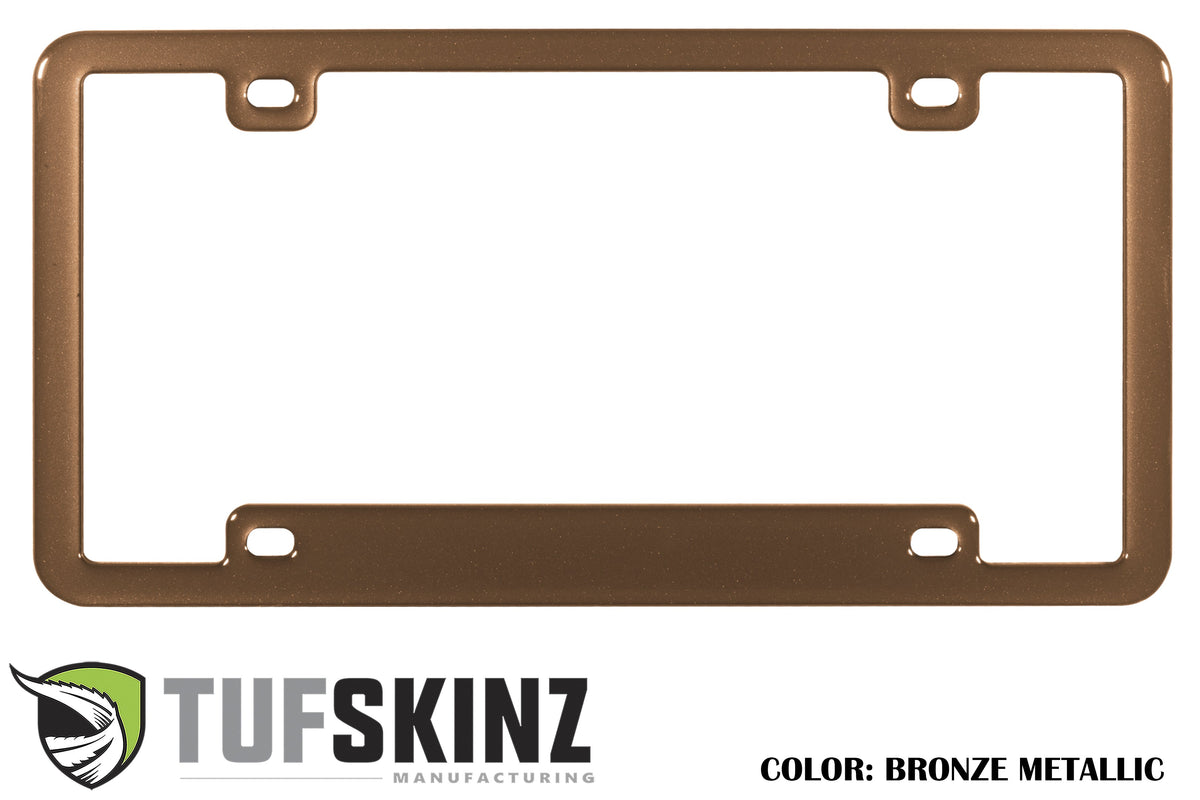 Tufskinz license plate frame with custom text, universal fit
