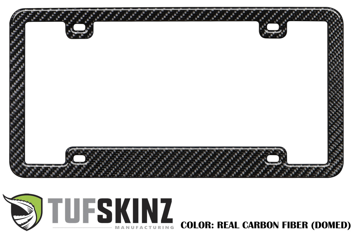 Tufskinz license plate frame with custom text, universal fit
