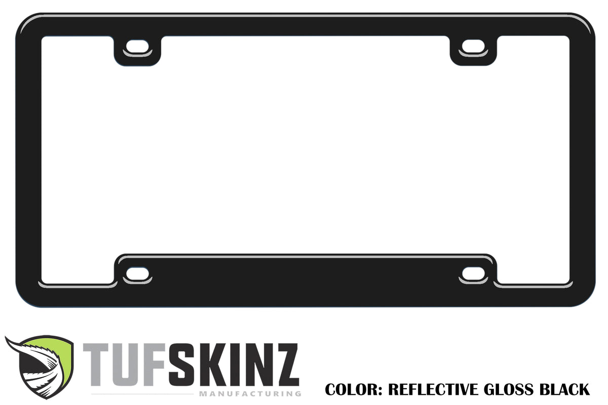 Tufskinz license plate frame with custom text, universal fit