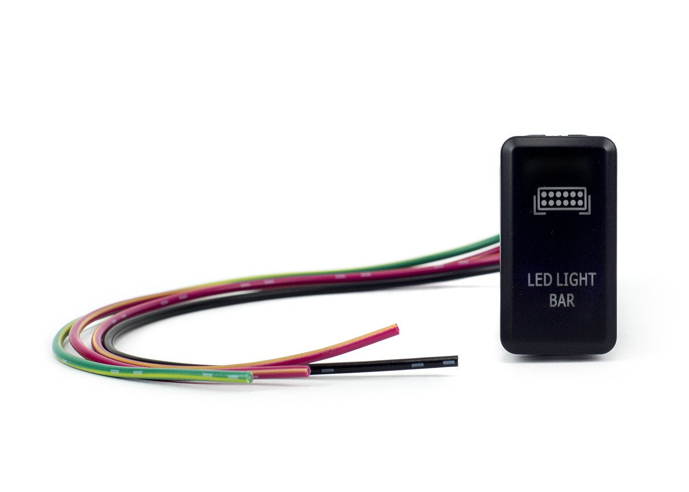 LED light bar switch with multicolored wires for off-road vehicle accessories