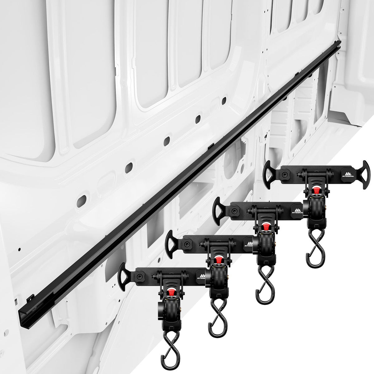 Integral Truck Rail and Swivel Strap Bundle 4 Pack for Ford Transit Van 148 wheelbase