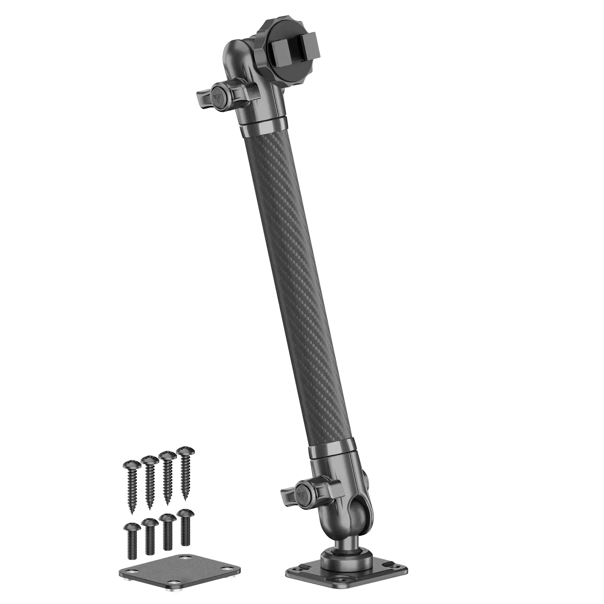 Adjustable carbon fiber vehicle awning pole with mounting hardware for overlanding gear