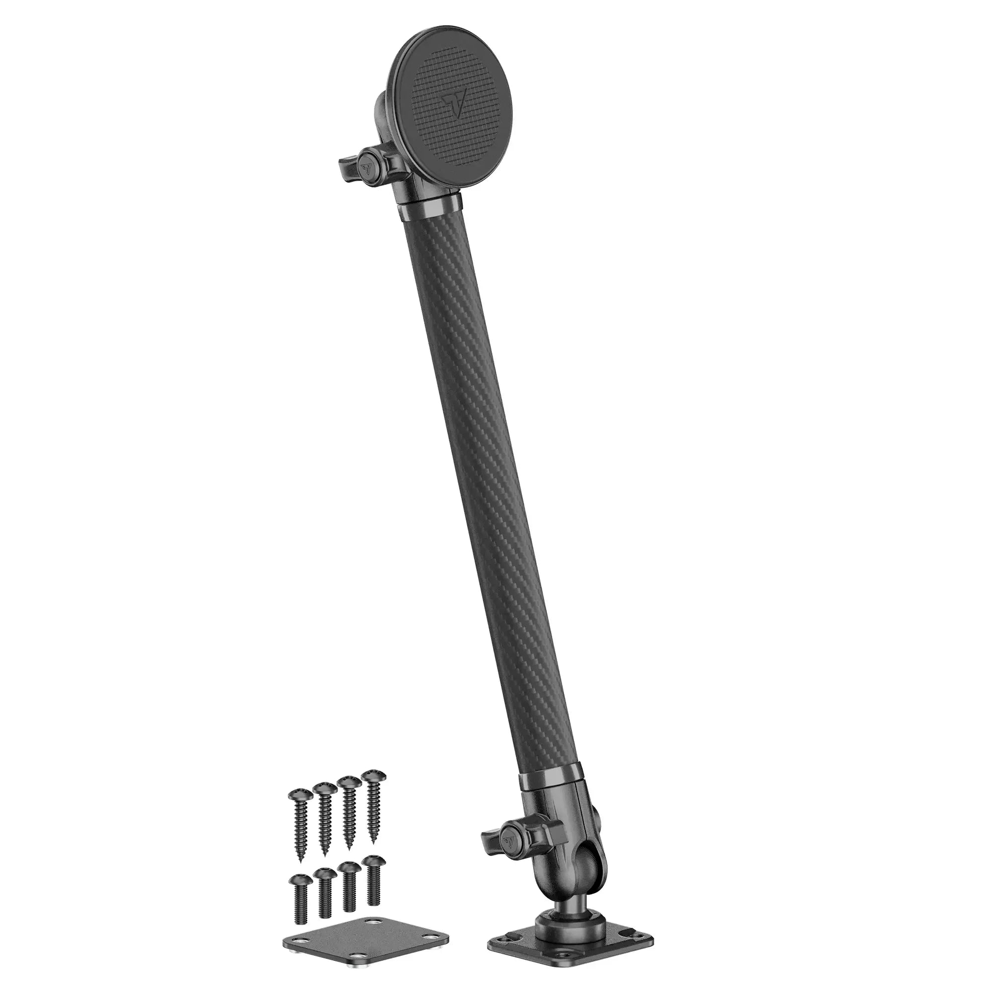 Adjustable carbon fiber vehicle accessory mount with screws and base plates for off-road mods