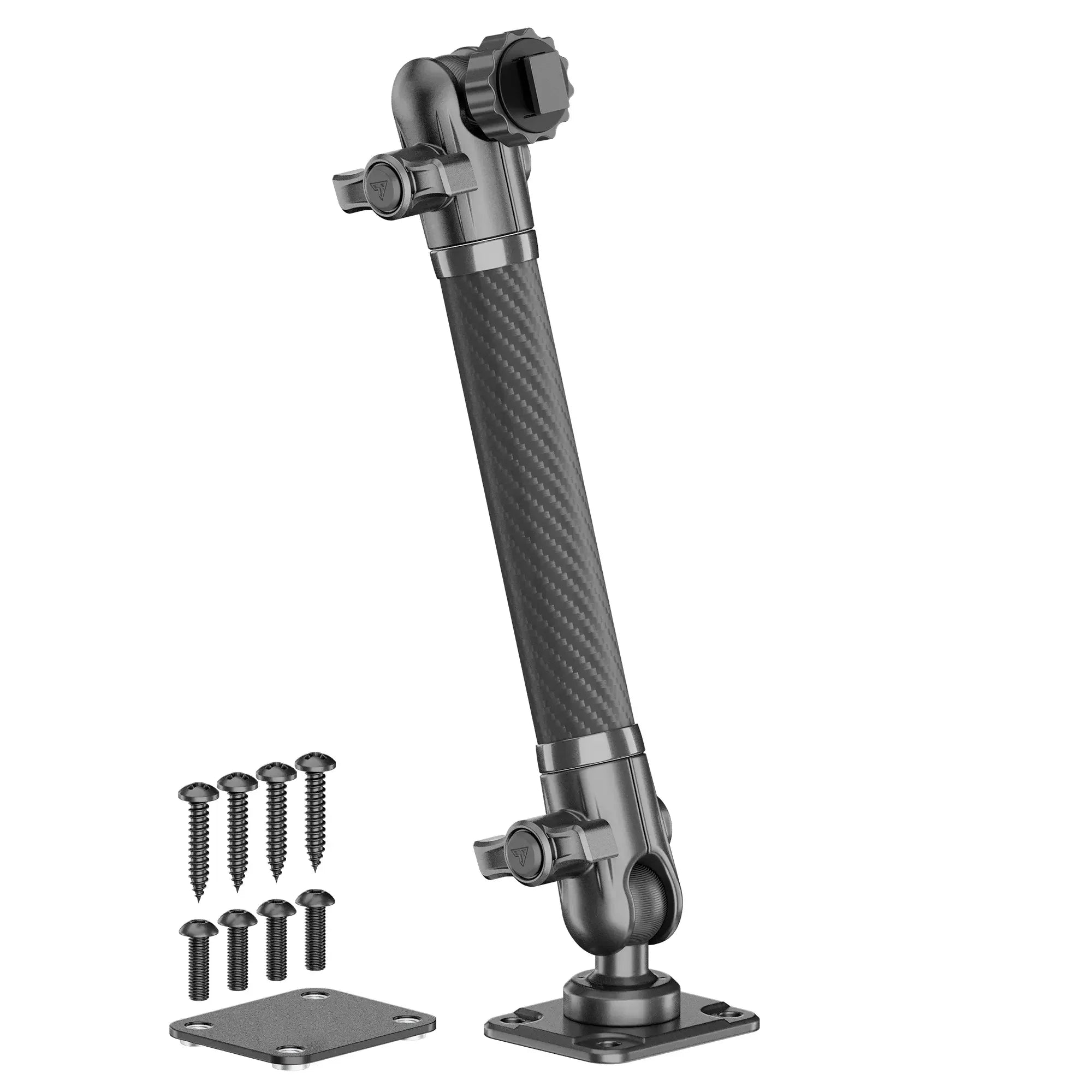 Adjustable carbon fiber vehicle accessory mounting bracket with screws and base plates