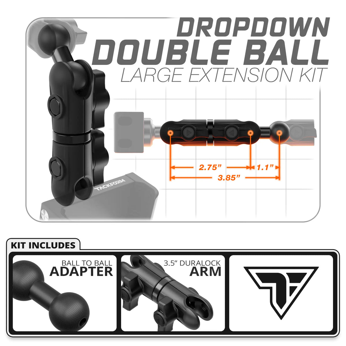 Tackform long reach dropdown extension kit for 20mm arms, universal fit