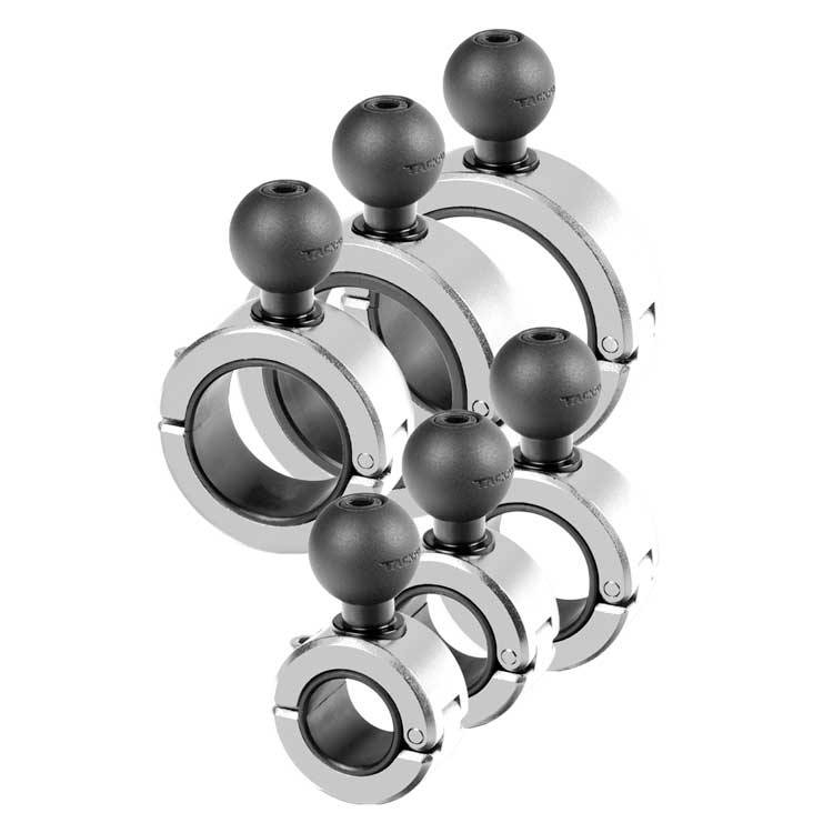 Tackform BC1 chrome bar clamp with 25.4mm rubber ball for universal fit