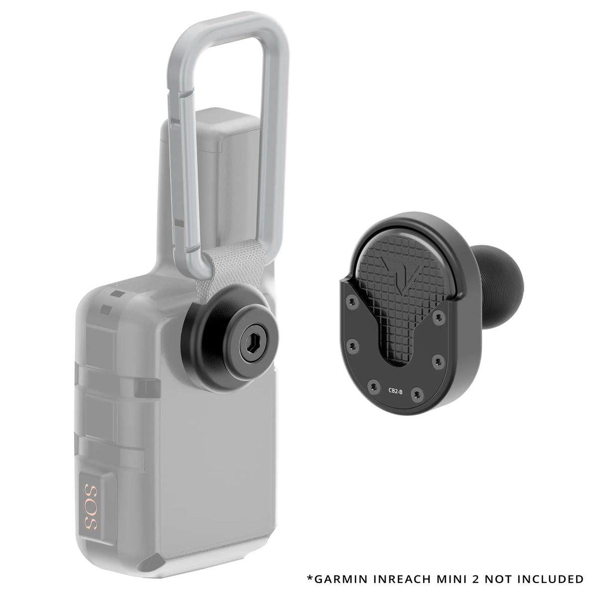 Tackform spring-loaded Garmin inReach Mini holder with 20mm ball, universal fit