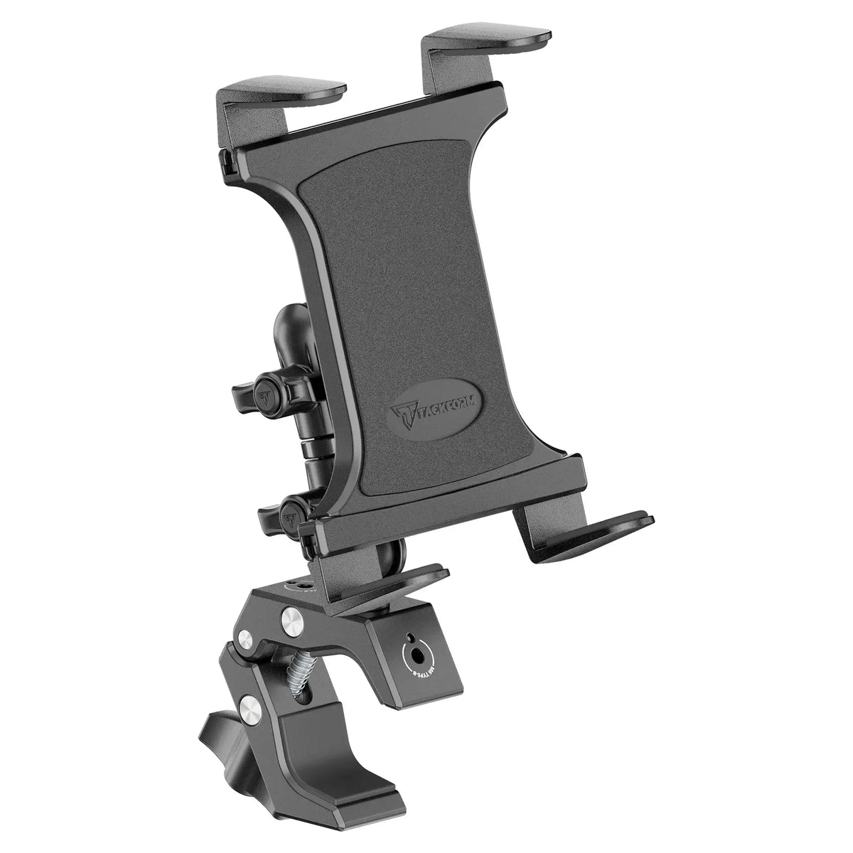 Tackform composite tablet holder with grab handle bar clamp for universal fit