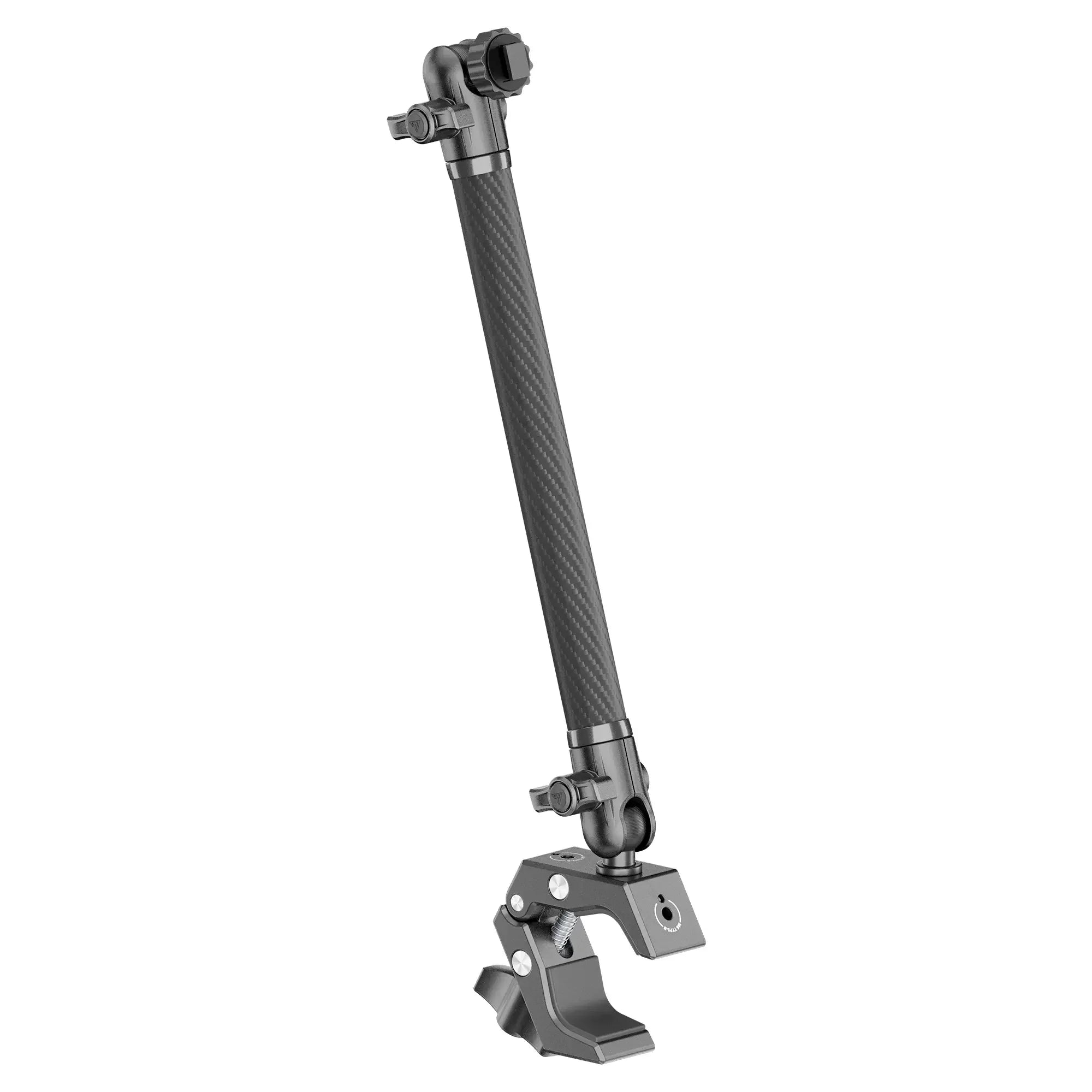 Heavy-duty adjustable mounting arm with clamp for overlanding vehicle accessories