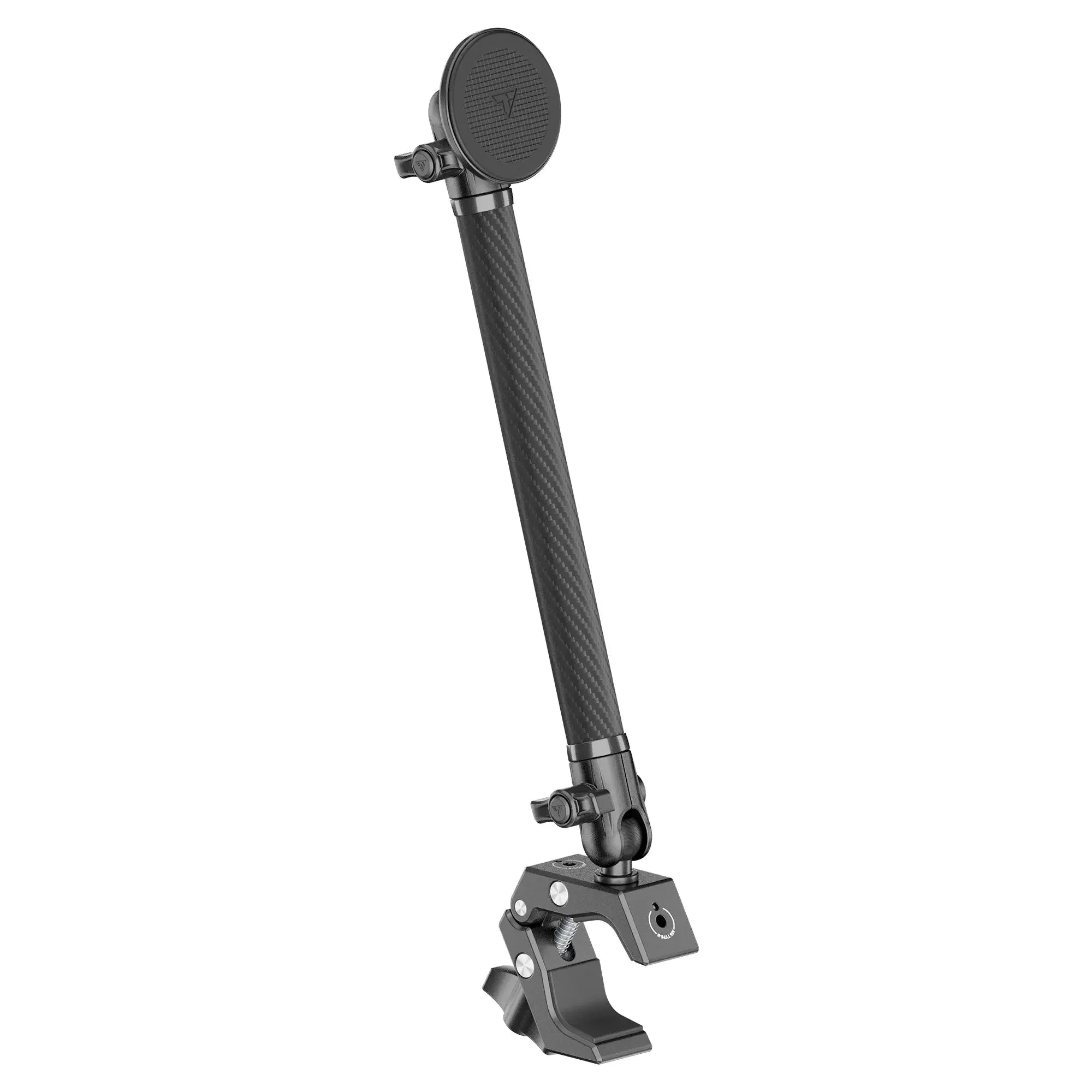 Adjustable carbon fiber accessory mount with clamp for off-road vehicle gear