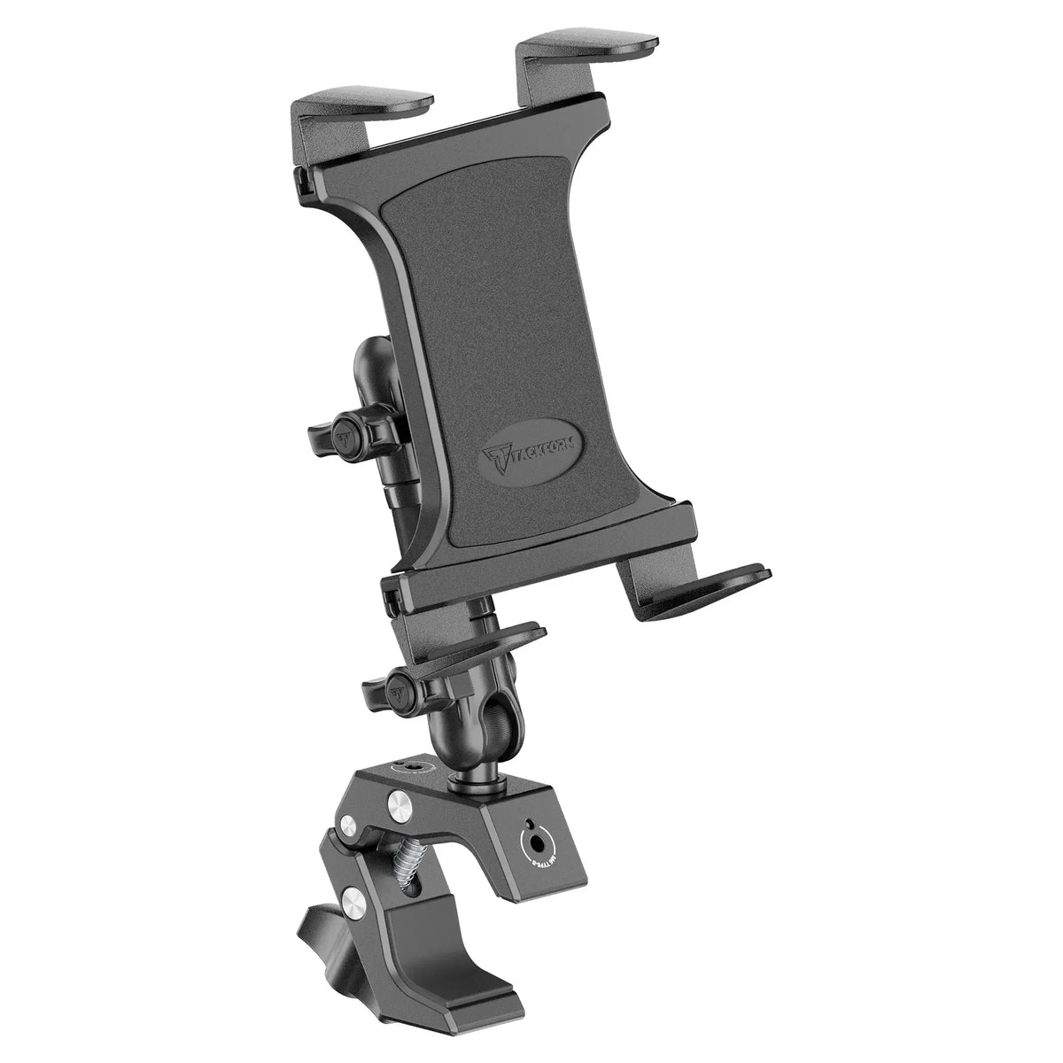 Tackform composite tablet holder with grab handle bar clamp for universal fit