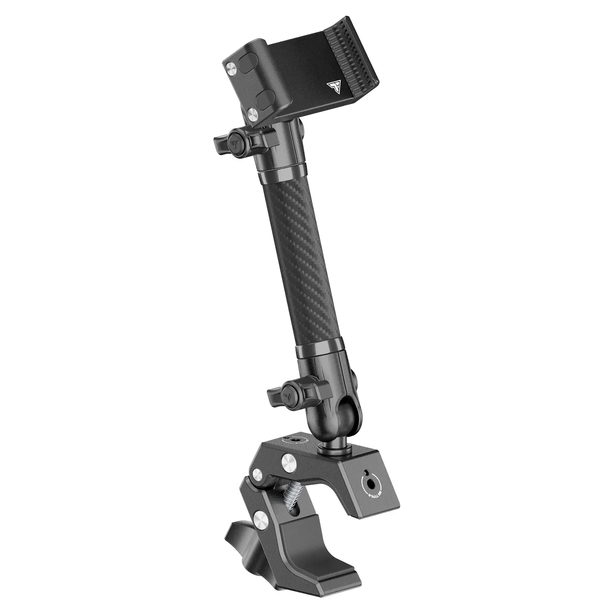 Adjustable carbon fiber mounting arm with clamp for off-road vehicle accessories