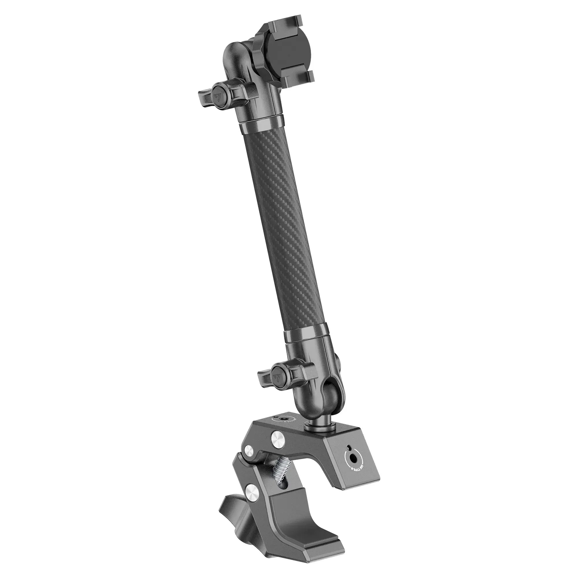 Adjustable carbon fiber mounting arm with clamp for overlanding vehicle accessories