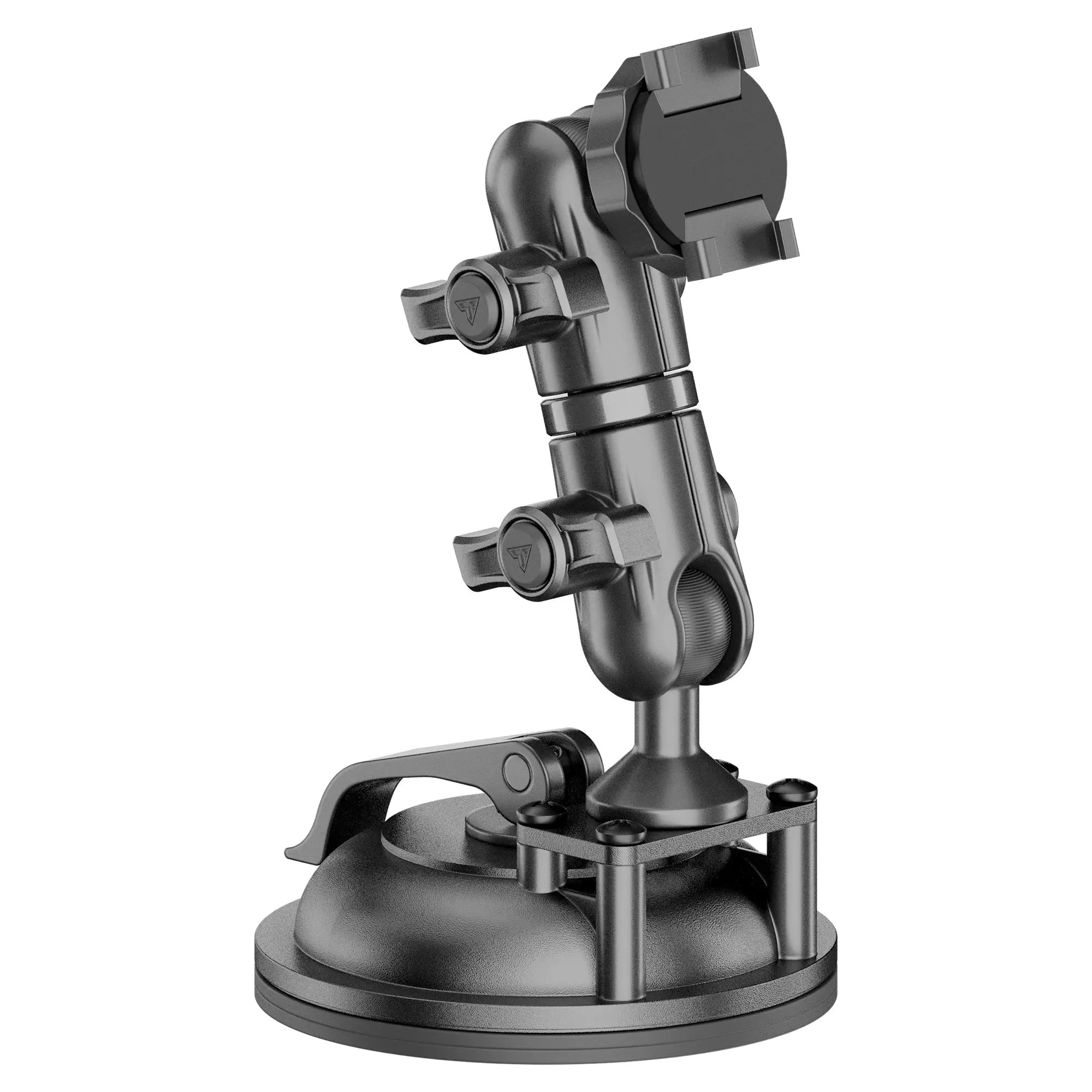 Black adjustable suction cup vehicle mount, compatible with off-road accessories and gear.