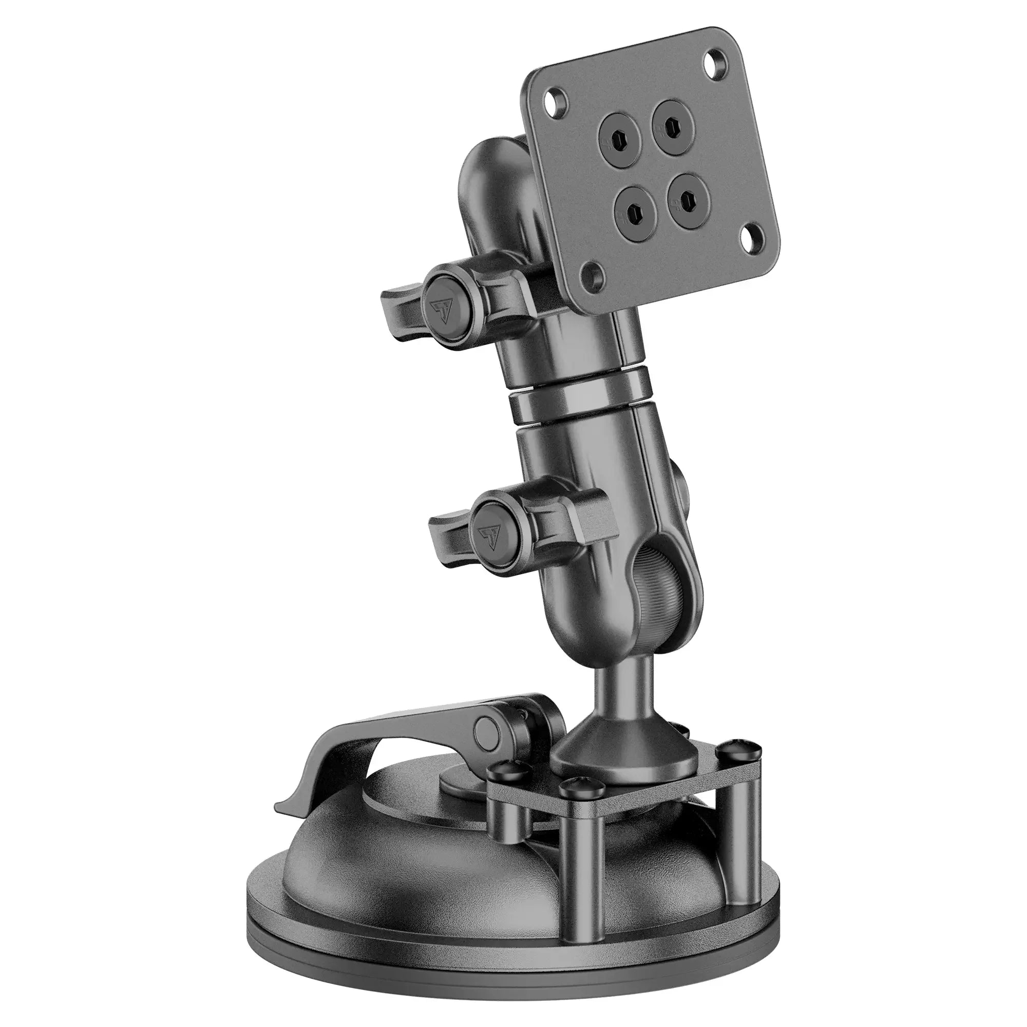 Heavy-duty adjustable suction cup vehicle mount for adventure and overlanding gear.