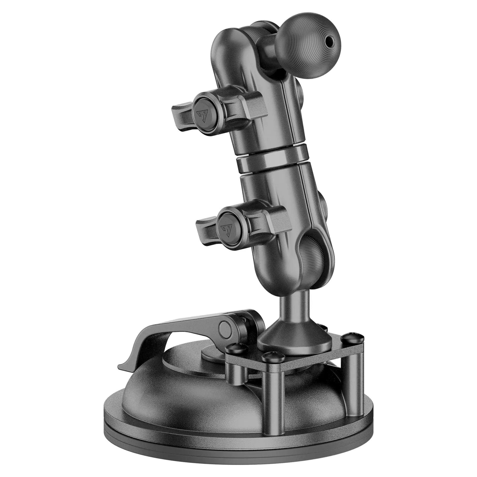 Black adjustable suction cup mount for overlanding vehicle accessories