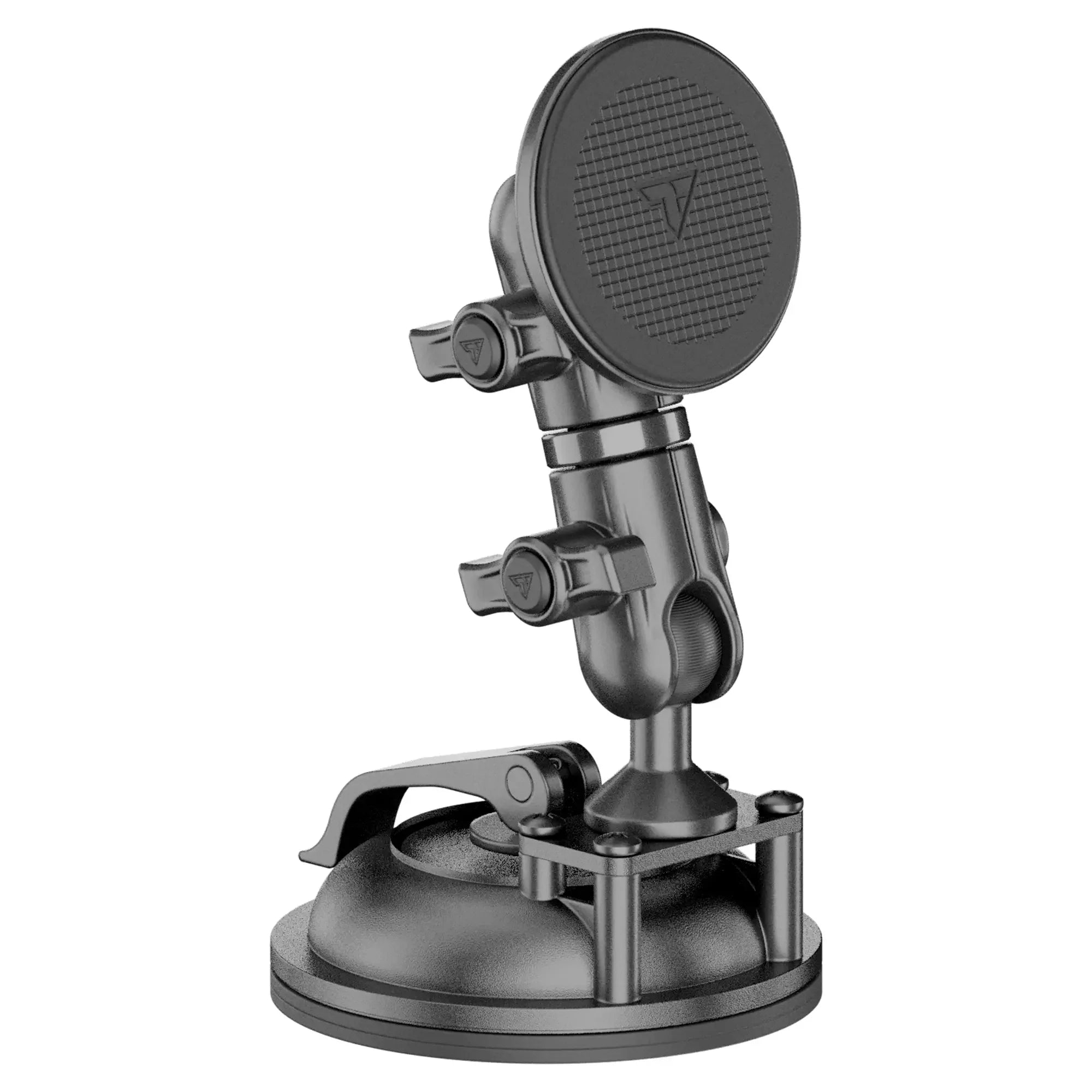 Adjustable black suction cup phone mount for vehicle dashboards and windshields