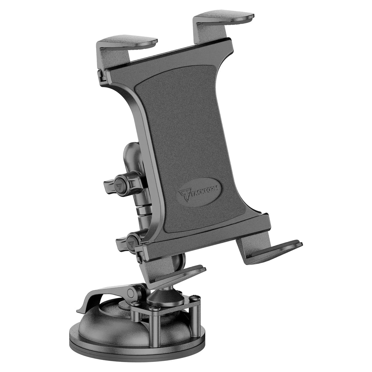 Tackform composite tablet holder with windshield suction cup for universal fit