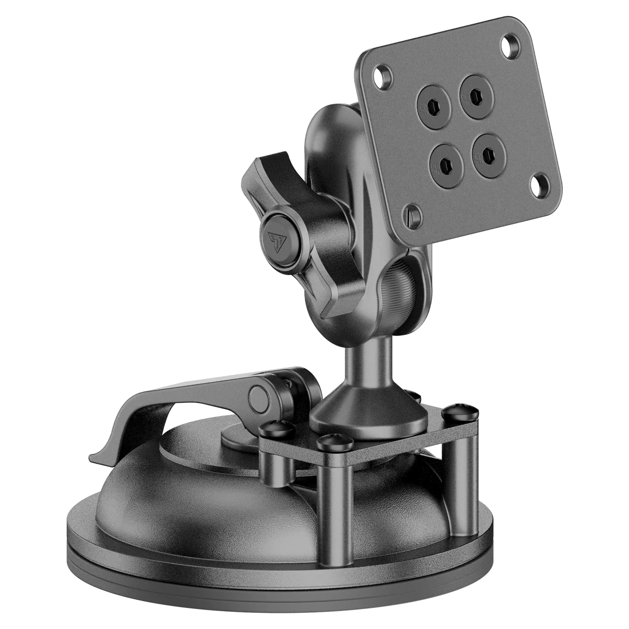 Heavy-duty metal suction cup mount with adjustable arm for off-road vehicle accessories