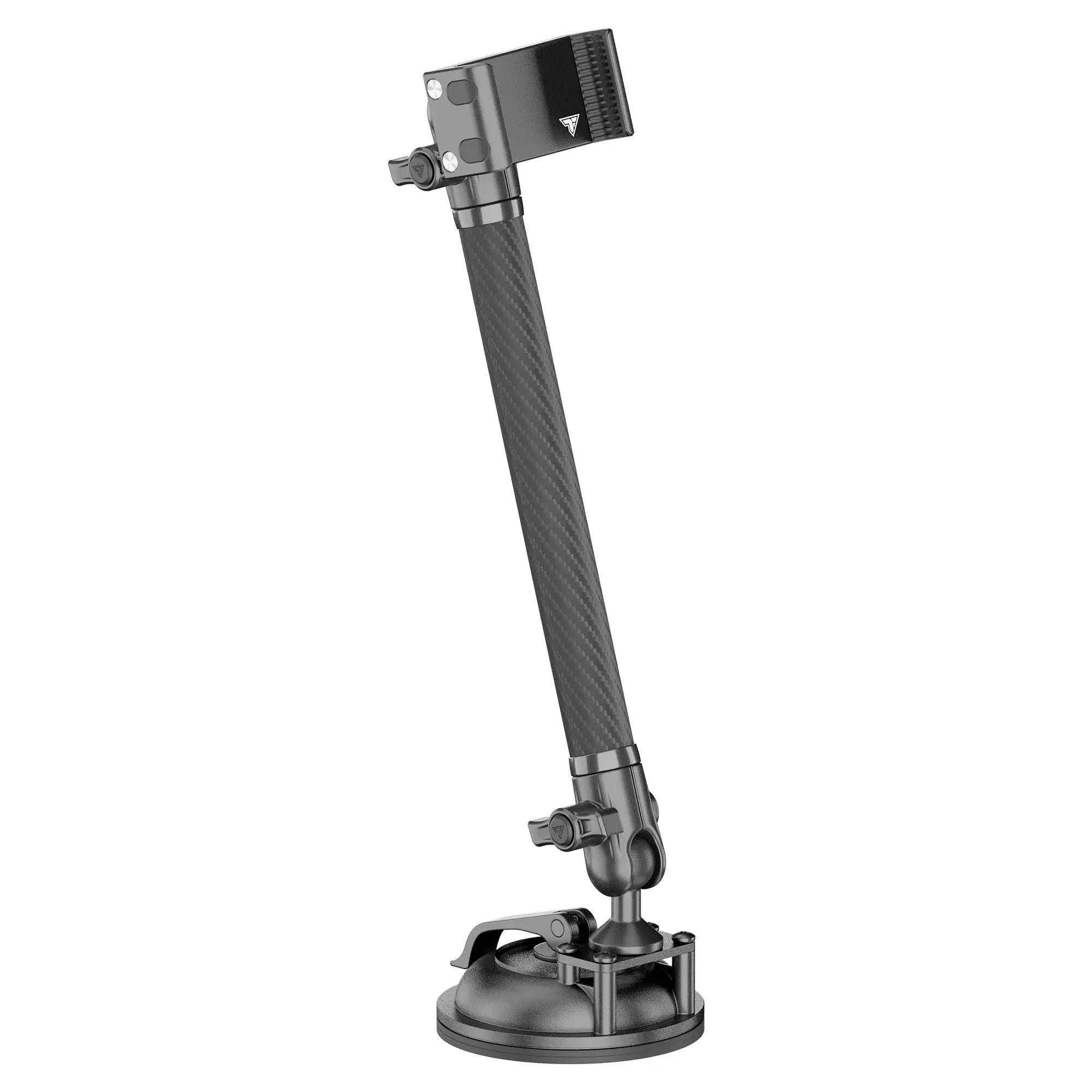 Adjustable carbon fiber suction mount with pivot joints for overlanding accessories