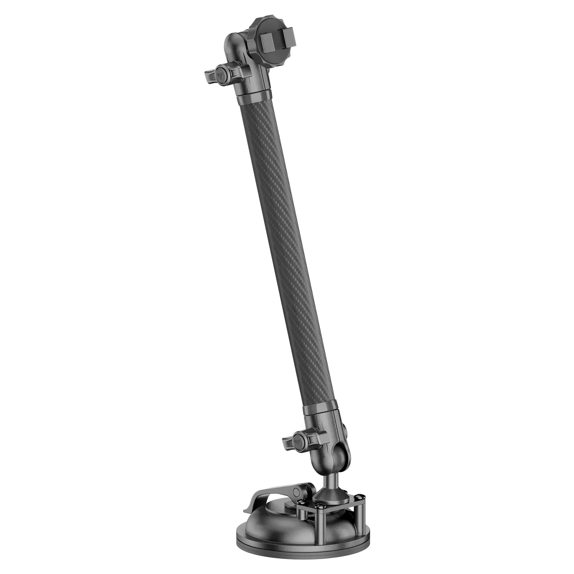 Heavy-duty adjustable suction mount with carbon fiber arm for overlanding vehicles