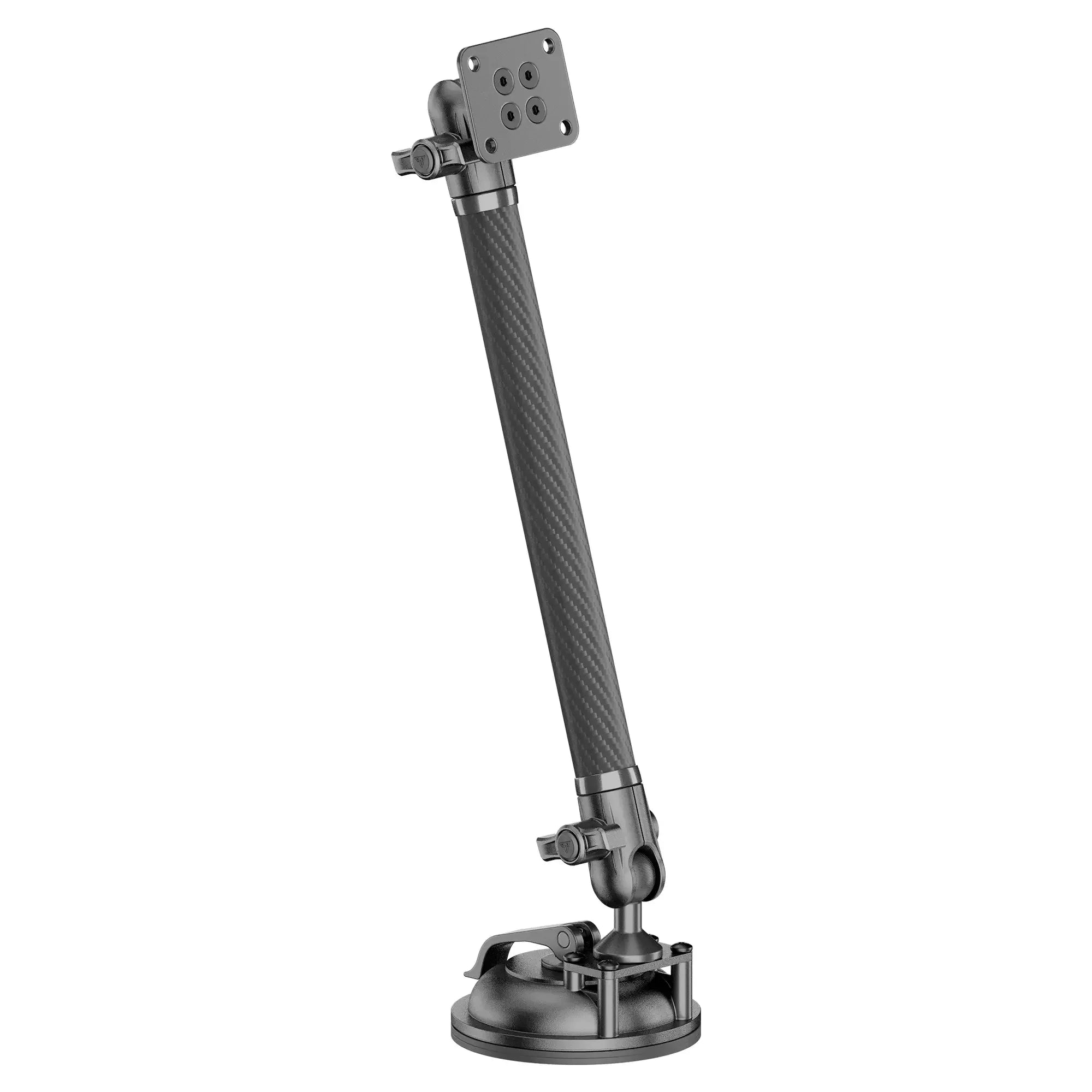 Adjustable carbon fiber mounting arm with suction cup base for off-road vehicle accessories