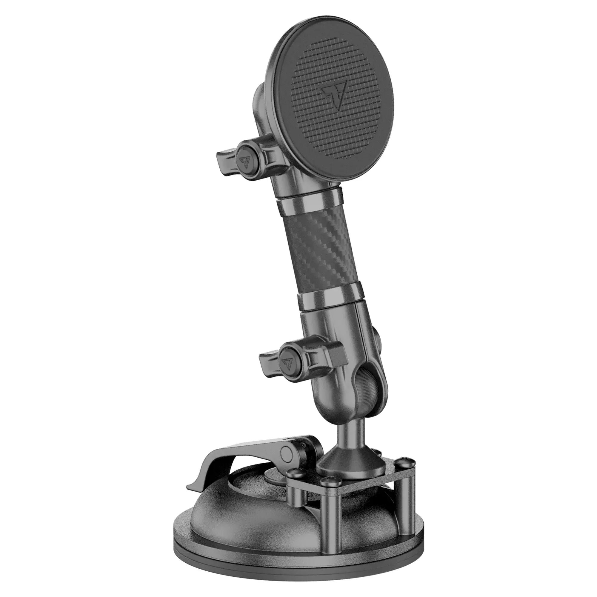 Heavy-duty magnetic phone mount with adjustable suction base for vehicle dashboards