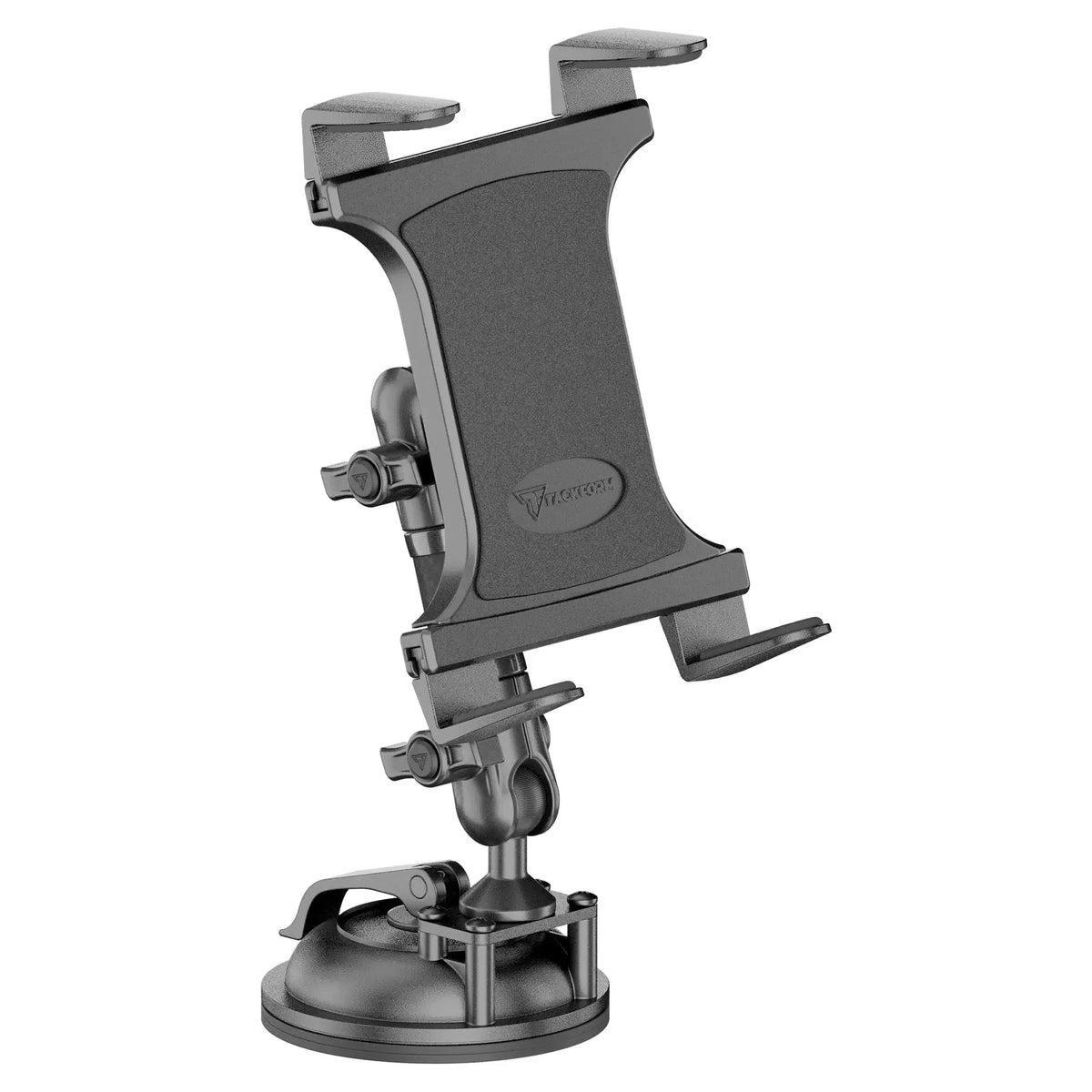 Tackform composite tablet holder with windshield suction cup for universal fit