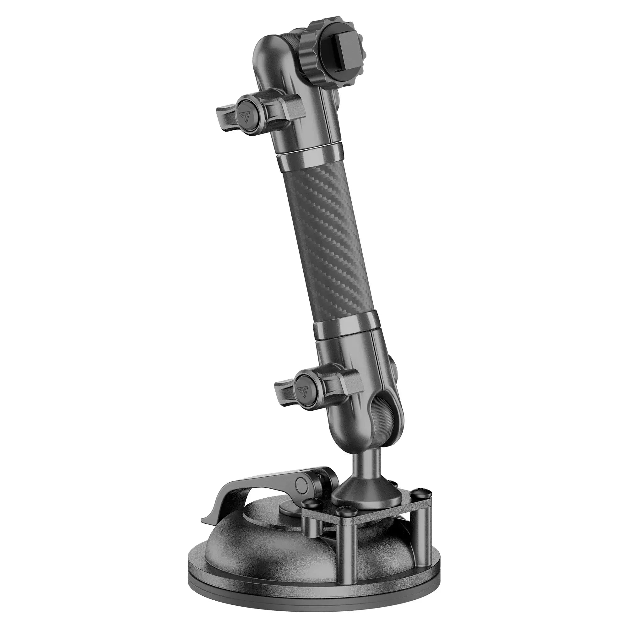 Adjustable black suction cup mount for overlanding vehicles and adventure gear.