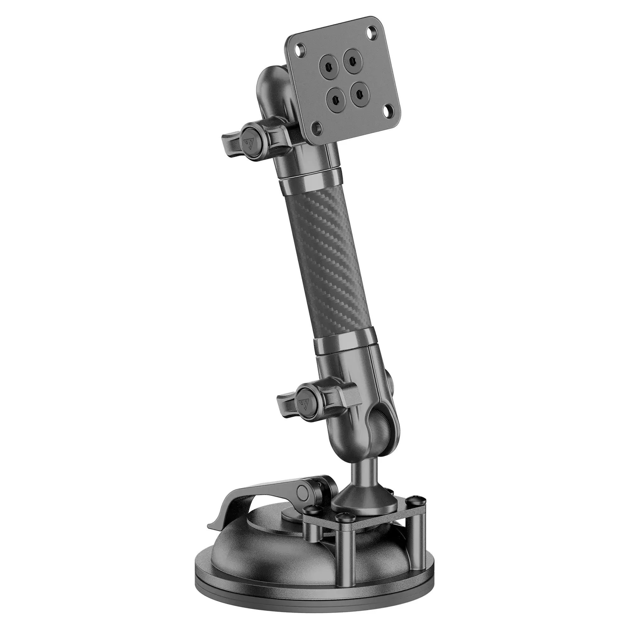 Adjustable carbon fiber suction cup mount for vehicle accessories and overlanding gear