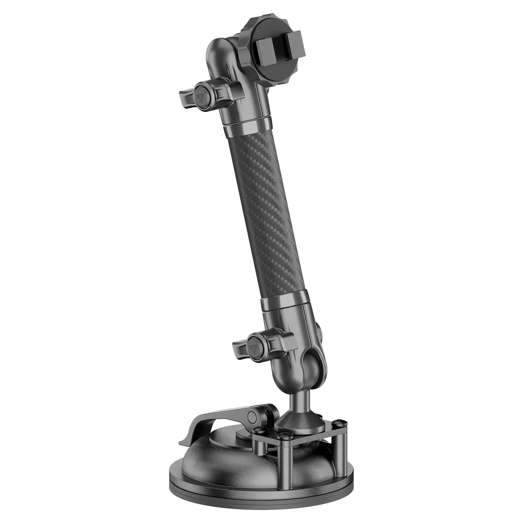Heavy-duty adjustable suction cup mounting arm for overlanding vehicle accessories