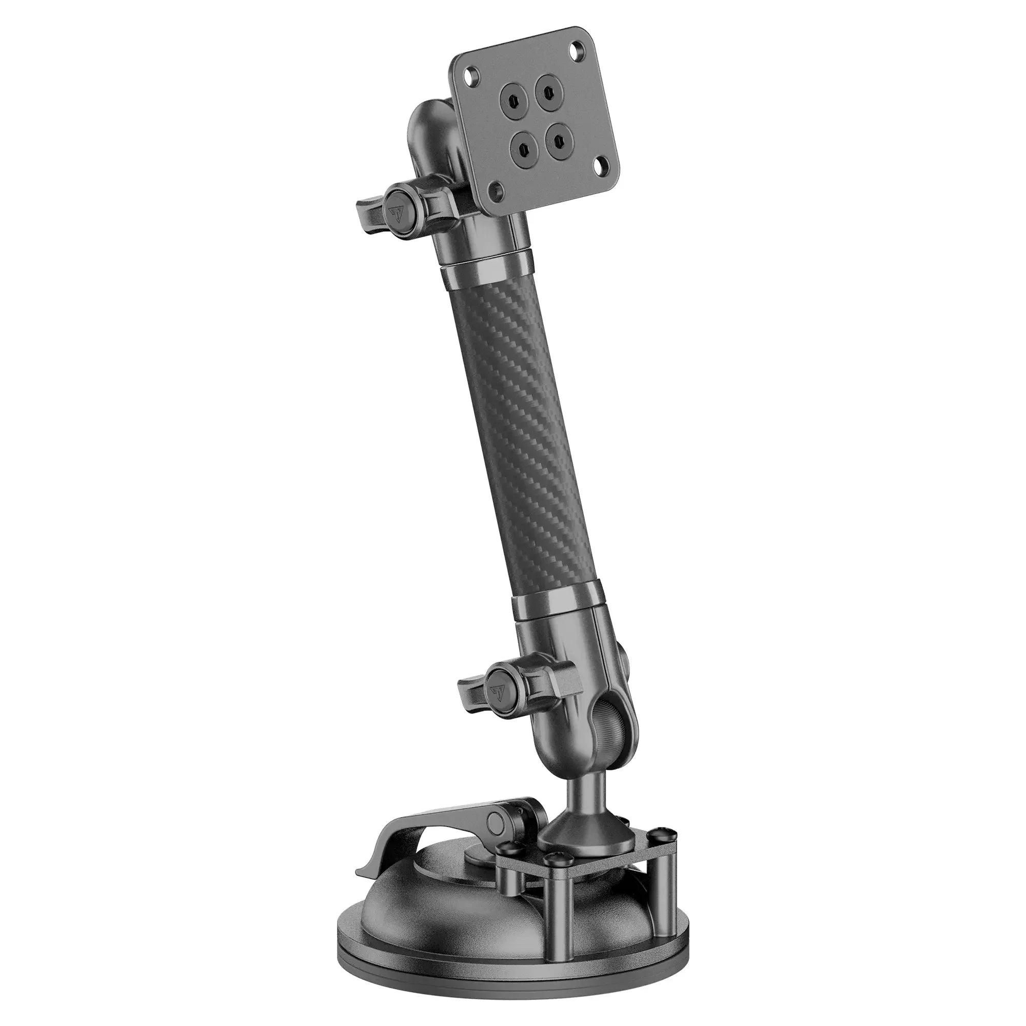 Heavy-duty vehicle mount with adjustable arm and suction base for overlanding accessories