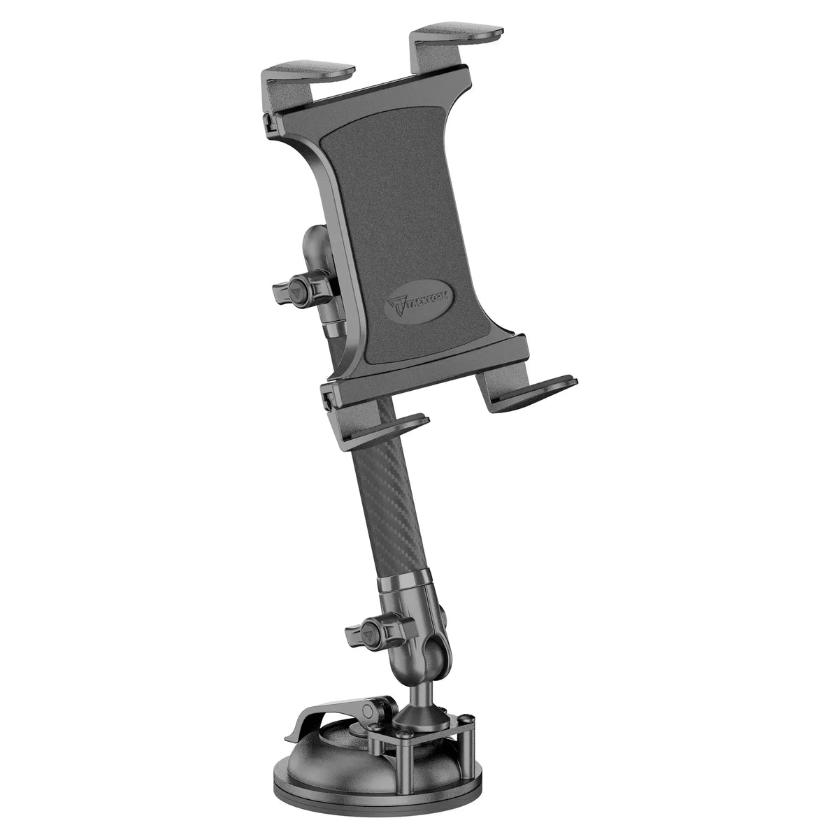 Tackform composite tablet holder with windshield suction cup for universal fit