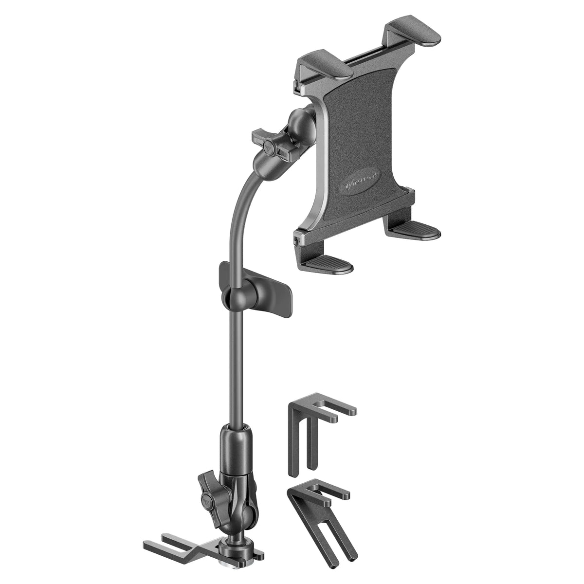 Tackform seat rail floor bolt mount with composite tablet holder for universal fit