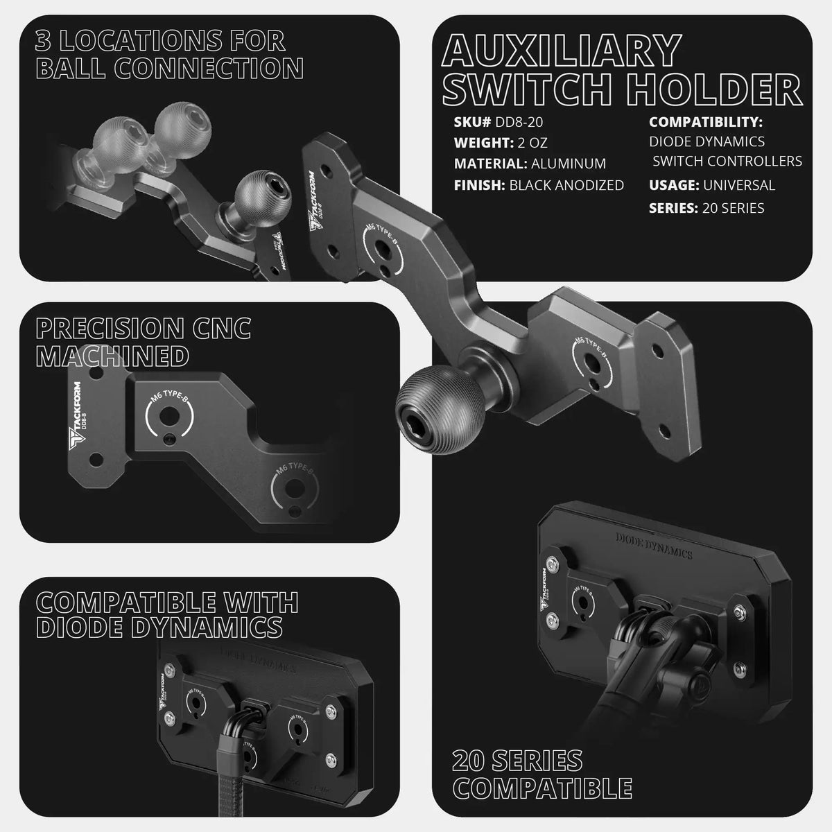 Tackform 8 channel Diode Dynamics D-Switch holder for universal fit