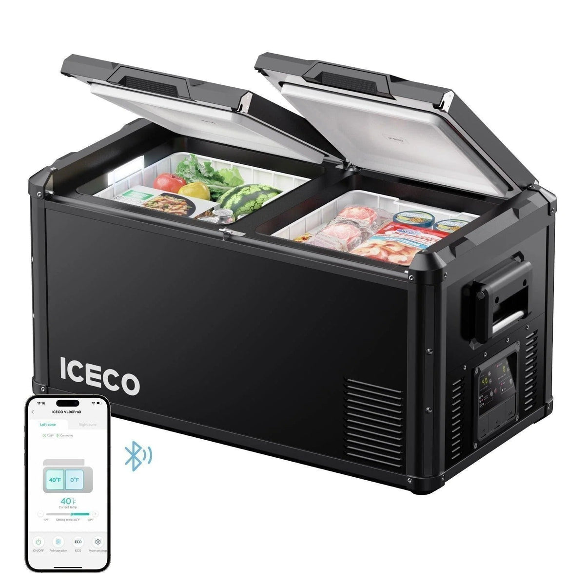 ICECO VL75ProD 79QT dual zone 12V fridge freezer, universal fit