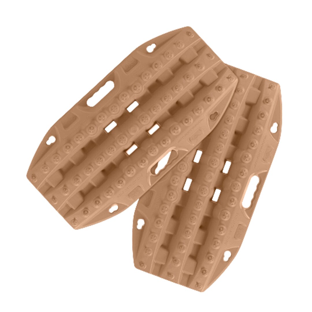 Pair of tan off-road recovery traction boards for overlanding and expedition vehicles