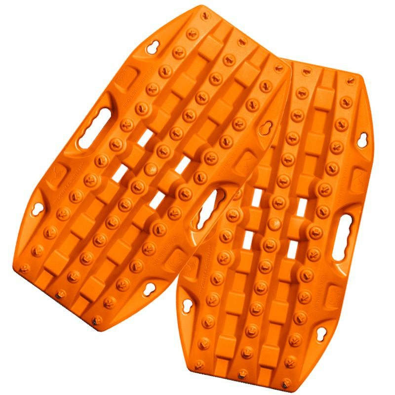 Pair of orange traction boards for off-road vehicle recovery