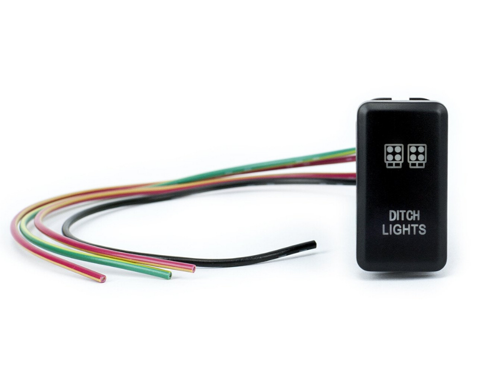 Ditch lights rocker switch with colored wiring for off-road vehicle lighting control